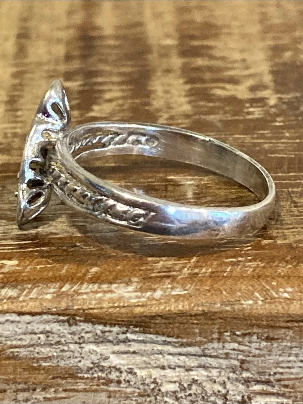 Vintage Sterling Silver Hearts Ring Size 7 Missing Stone! Uncas - Picture 8 of 15